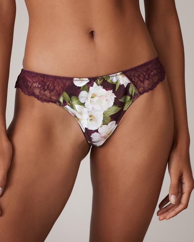 Sous Vêtement Ted Baker Floral And Lace Brief Violette Foncé Femme | MME-69933421